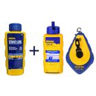 Kit Gesseiro Giz De Linha 30 Metros + Refil Extra Em Pó Vermelho Ou Azul Irwin Giz de linha com carretel em ABS Drywall