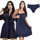 Kit Gestante Camisola Amamentação Calcinha Pós Parto e Robe MAG184.850.009