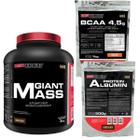 KIT Giant Mass 3 kg + Albumina Protein 500g +BCAA 4.5 1kg Tangerina - Bodybuilders