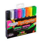 Kit Giz Liquido 8 Cores Neon Duas Pontas Redonda/Chanfrada