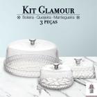 Kit Glamour 3 peças Boleira Queijeira Mantegueira Linha Cristal