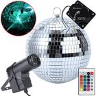 Kit Globo Espelhado 30cm Com Motor Giratório E Refletor De LED RGB KIT005 194882PR REFG30 REFMT - PDE