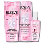 Kit Glycolic Gloss Shampoo Condicionador 400ml Sérum Prolongador Elixir Elseve Ácido Glicólico