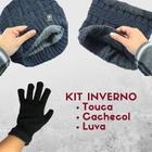 Kit Gorro de Frio + Cachecol Estilo Gola + Luva - Azul Marinho