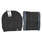 Kit Gorro de Frio e Cachecol Estilo Gola - Preto