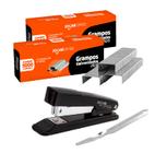 Kit Grampeador De Papel + 10 Mil Grampos 26/6 e Extrator de Grampos