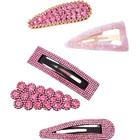 Kit Grampos de Cabelo Strass Rosa (5 Peças)