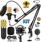 Kit Gravação De Vídeo Profissional Microfone Condensador de Mesa Cardióide Unidirecional Podcast Voz e Violão Youtuber