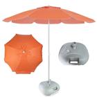 Kit Guarda Sol Laranja 1,60m Bagum Aluminio + Base 21kg para Jardim e Piscina Bel