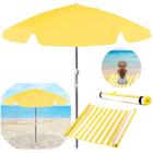 Kit Guarda Sol Praia Amarelo 1,60 M + Esteira Amarela com Alca Bel