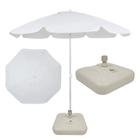 Kit Guarda Sol Praia Branco 1,60 M + Base Branca 18 L / 22 Kg Bel