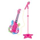 Kit Guitarra Com Microfone E Pedestal Brinquedo Infantil Rock Show Com Luzes E Sons DM Toys