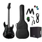 Kit Guitarra Stratocaster Tagima Bk Rock In Rio + Caixa