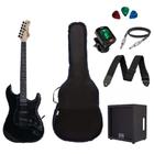 Kit Guitarra Tagima TG500 Strato Preta com Caixa Amplificada