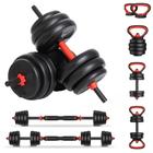 Kit Halteres 6 Em 1 Peso Musculação Até 40Kg Ajustável Preto