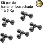 Kit Halteres De Academia Emborrachado 1Kg À 5Kg - Par