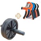 Kit Hand Grip + Roda Abdominal Dupla - Flexão Exercício Fortalecimento - Com Tapete para Joelhos