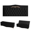 Kit Helena Cabeceira De Cama Painel e Calçadeira Baú King 195 Cm Suede Preto Eli Móveis e Decoração