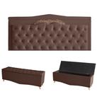 Kit Helena Cabeceira De Cama Painel e Calçadeira Baú Queen 160 Cm Suede Rosê Eli Móveis e Decoração