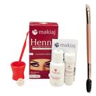 Kit Henna Makiaj Escolha Cor Sobrancelha Profissional Com Pincel Duplo Aplicador de Renna Chanfrado