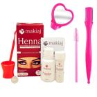 Kit Henna Para Sobrancelhas Makiaj Profissional Espelho Coração Navalha e Escova