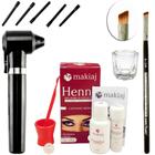 Kit Henna Sobrancelha Completo Profissional Makiaj Mixer Misturador Pincel Macrilan Dappen Vidro