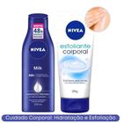 Kit Hidratante Corporal Intenso Milk 200ml Pele Seca Extrasseca + Esfoliante Copo Banho Nivea