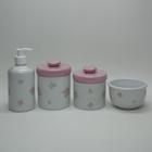 Kit Higiene Bebe 4 Peças Porcelana Floral Rosa c Tampa e Puxador Rosinha Rosa Bebe