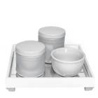 Kit Higiene Bebê Bandeja Espelho Porcelanas Prata Prateado