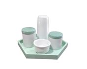 Kit Higiene Bebê Bebê porcelana tampa bandeja verde pote garrafa térmica menino