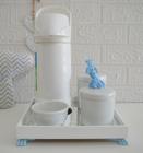 Kit Higiene Bebê K012 Moderno Térmica Banho Porcelana Bandeja Espelho Urso Cavalo Azul