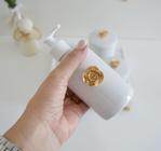 Kit Higiene Bebê K014 Moderno Dourado Gel Potes Algodão Temas Coroa Cavalo Urso Porcelana Bandeja