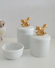 Kit Higiene Bebê K015 Porcelanas Aplique Ursa Coroa Laço Coroa Flor Dourado Decoração Quarto