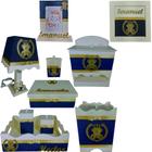 Kit Higiene bebê Mdf 10pçs + nomes AZUL MARINHO COM CREME DE URSINHO