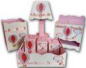 Kit Higiene Bebê MDF Balão Rosa