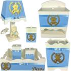 Kit Higiene bebê Mdf menino 7 pçs - AZUL BB COM BOLINHAS DE URSINHO