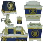 Kit Higiene bebê Mdf menino 7 pçs - AZUL MARINHO COM CREME DE URSINHO