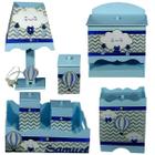 Kit Higiene bebê Mdf menino 7 pçs - CHUVA DE AMOR NO AZUL BB CHEVRON CINZA