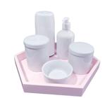 Kit Higiene Bebê porcelana maternidade menina potes garrafa termica saboneteira liquida bandeja rosa