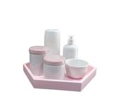 Kit Higiene Bebê porcelana menina maternidade garrafinha potes saboneteira bandeja rosa