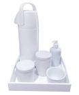 Kit Higiene bebê porcelana neutro garrafa térmica pressão 1 litro potes bandeja