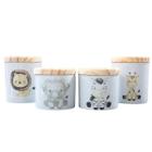 Kit higiene bebê Safari 4 potes - Peças Porcelana Tampas Pinus