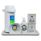 Kit higiene bebê Safari 6 pçs - Peças Porcelana Tampas Pinus