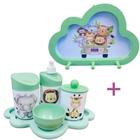 Kit Higiene Bebê Safari Leão, girafa e elefante + Cabideiro Infantil Nuvem