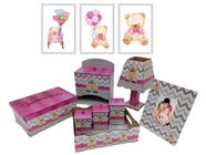 Kit Higiene Bebe Safari Maternidade Com Trio De Quadros Mdf