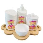 Kit Higiene Bebê Ursinha Princesa c/bandeja nuvem crua