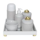 Kit Higiene Completo Porcelana Garrafa Térmica Nuvem Dourada