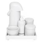 Kit Higiene Espelho Completo Porcelanas e Garrafa Branco Quarto Bebê Unissex