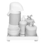 Kit Higiene Espelho Completo Porcelanas, Garrafa e Capa Cavalinho Prata Quarto Bebê Unissex