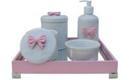Kit Higiene Laço Rosa Menina Bebê Porcelana Maternidade Pote